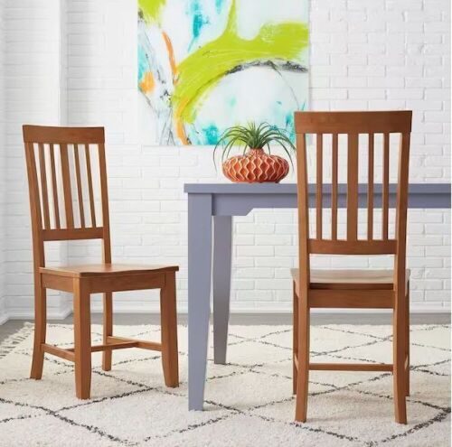 StyleWell Scottsbury Honey Brown Wood Dining Chair with Slat Back, Set of 2 - Lot 110JF