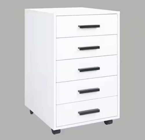 46.16 in. 5-Drawer White Wood in W Engineered Wood Vertical File Cabinet - Lot 112JF