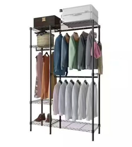 Black Iron Clothes Rack 44.89 in. W x 70.87 in. H - Lot 130JF