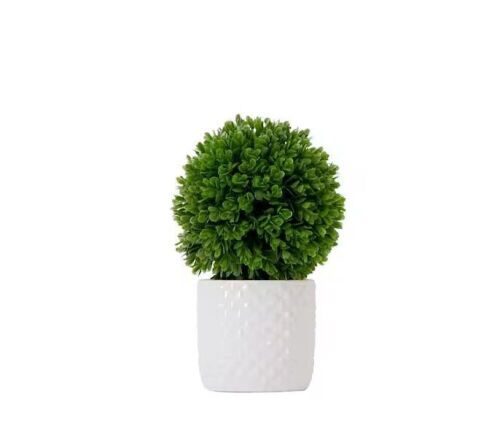 Lot of (2) Nearly Natural 10 in. Green Artificial Boxwood Topiary Plant with Decorative Planter - Lot 408JF