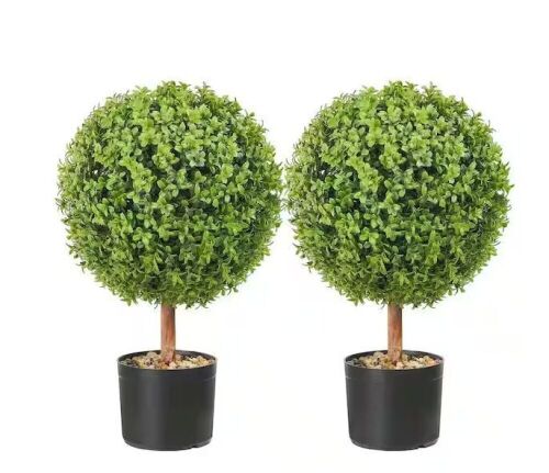 Artificial Topiaries Boxwood Trees 22 in., Set of 2  - Lot 410JF