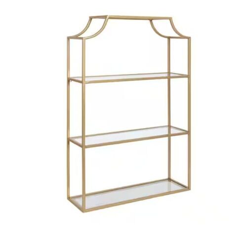 Kate and Laurel Ciel 6 in. x 20 in. x 30 in. Gold Metal Floating Decorative Wall Shelf Without Brackets - Lot 415JF
