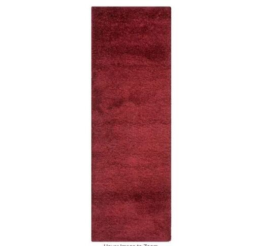 SAFAVIEH California Shag Maroon 2 ft. x 13 ft. Solid Runner Rug - Lot 206JF