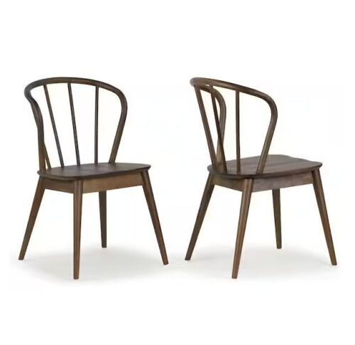 Glamour Home Azure Walnut Rubberwood Dining Chair with Windsor Back, Set of 2 - Lot 103JF