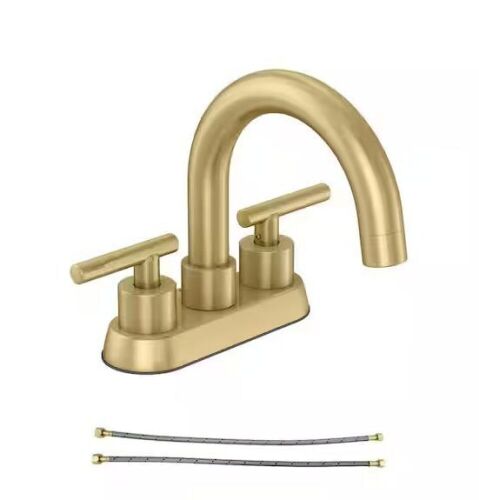 Glacier Bay Cartway 4 in. Centerset 2-Handle High-Arc Bathroom Faucet in Matte Gold - Lot 138JF