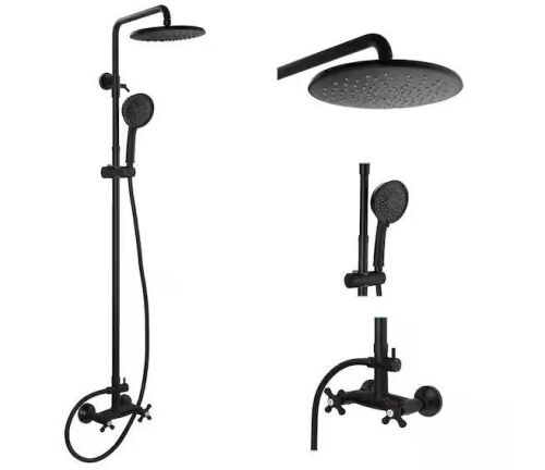 Wall Mounted Double Handle 10 in. 2-Spray Shower Faucet 2.5 GPM Shower Set Faucet with Drip Free in. Oil Rubbed Bronze - Lot 59JF