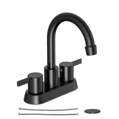 Glacier Bay Garrick 4 in. Centerset 2-Handle High-Arc Bathroom Faucet in Matte Black - Lot 210JF