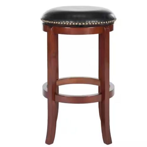 SAFAVIEH Elwood 29 in. Dark Red/Black Swivel Cushioned Bar Stool - Lot 212JF
