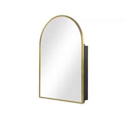 Dovelina 24 in. W x 36 in. H Arched Gold Recessed/Surface Mount Medicine Cabinet with Mirror - Lot 53JF