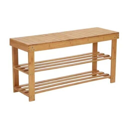 HOUSEHOLD ESSENTIALS Natural with 2 -Shelf Storage Bench Seat - Lot 421JF