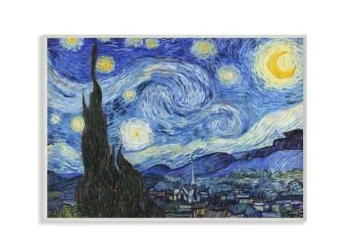 Stupell Industries 12 in. x 18 in. "Van Gogh Starry Night Post Impressionist Painting" by Vincent Van Gogh Wood Wall Art - Lot 424JF