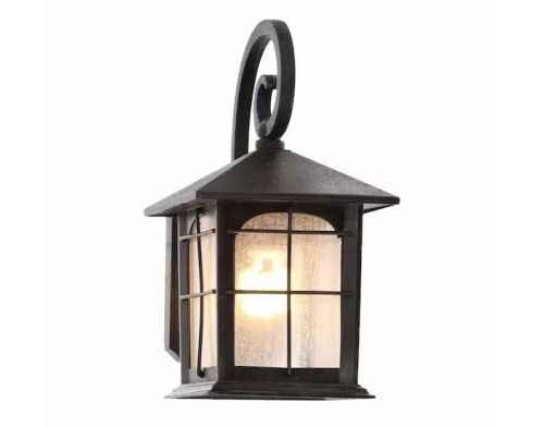 Lot of (2) Home Decorators Collection Brimfield Aged Iron 1-Light Outdoor Line Voltage Hardwired Porch Light Wall Sconce - Lot 425JF
