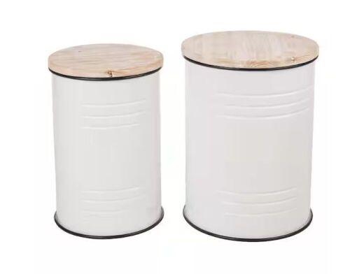 Glitzhome Farmhouse Enamel Metal Container, Set of 2 - Lot 426JF