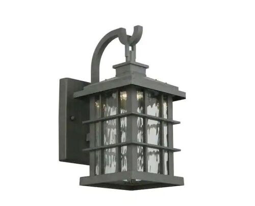 Home Decorators Collection Summit Ridge 11.88 in. Collection Zinc Integrated LED Outdoor Wall Lantern Sconce - Lot 428JF