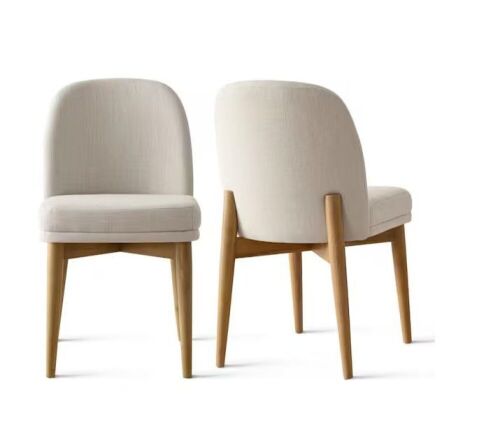 LAOTIES Beige Linen Upholstered Parson Chair, Set of 2 - Lot 48JF