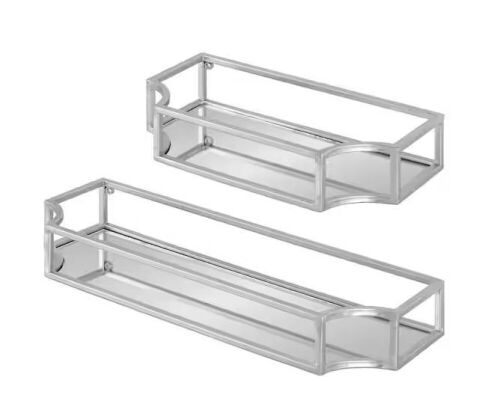 Kate and Laurel Ciel 6 in. x 18 in. x 3 in. Silver Metal Floating Decorative Wall Shelf Without Brackets, 2 pc  - Lot 436JF