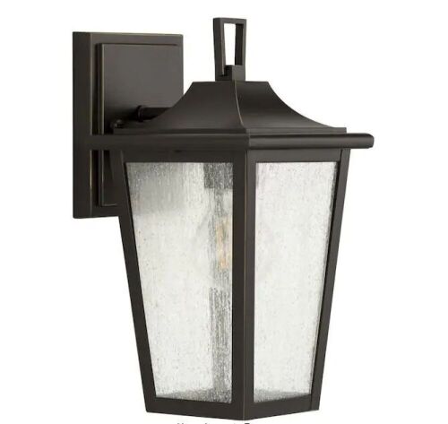 Lot of (2) Progress Lighting Padgett 1-Light Antique Bronze Hardwired Outdoor Wall Lantern with Clear Seeded Glass Shade  - Lot 817JF