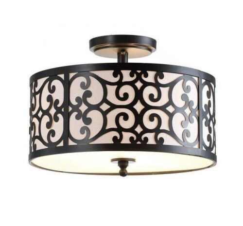 JONATHAN Y Katherine 15 in. Oil Rubbed Bronze Metal LED Semi-Flush Mount - Lot 511JF
