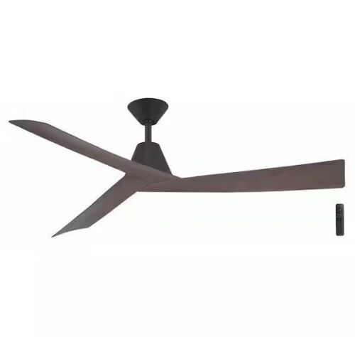 Home Decorators Collection Easton 60 in. Indoor/Outdoor Matte Black with Whiskey Barrel Blades Ceiling Fan with Remote Included - Lot 136JF