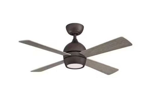 FANIMATION Kwad 44 in. Integrated LED Matte Greige Ceiling Fan with Opal Frosted Glass Light Kit and Remote Control - Lot 519JF