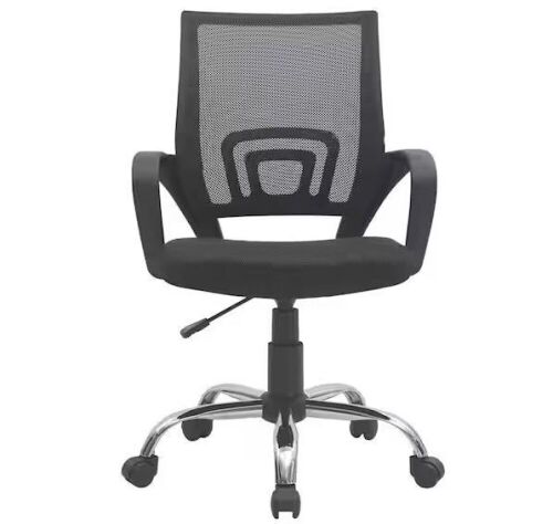 Black Height Adjustable Executive Office Mesh Mid-Back Swivel Chair with Armrest, Lumbar Support - Lot 608JF
