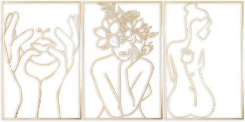 Beautiful Mind Large 24 x 16 - Gold Metal Woman Silhouette Wall Art Decor - Lot 520