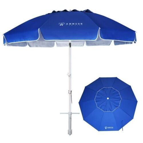 AMMSUN 8FT Large Heavy Duty Beach Umbrella with Sand Anchor - Lot 521