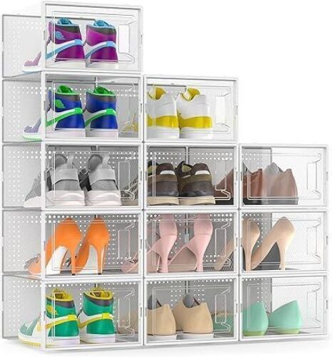12 Pack Large Shoe Organizer Storage Boxes  - Lot 527