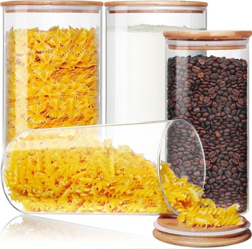 Large Glass Food Storage Containers with Bamboo Lids, 4 pack - Lot 663