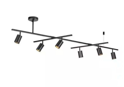 Globe Electric West 64 in. 6-Light Matte Black Track Lighting with 2 x Center Swivel Bars - Lot 707JF