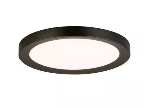Home Decorators Collection Calloway 19 in. Matte Black Concave Selectable LED Flush Mount - Lot 713JF