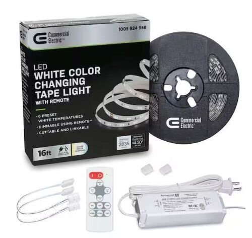 Lot of (4) Commercial Electric 16 ft. LED Tunable White Tape Light Kit- Under Cabinet Light - Lot 804JF