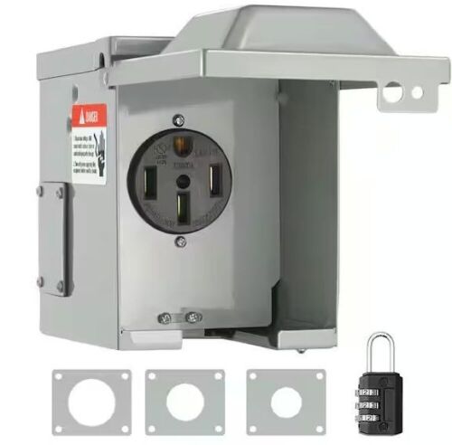 VEVOR RV Power Outlet Box Indoor/Outdoor 50 Amp 125-Volt/250-Volt Receptacle Panel NEMA 14-50R Single Outlet - Lot 806JF