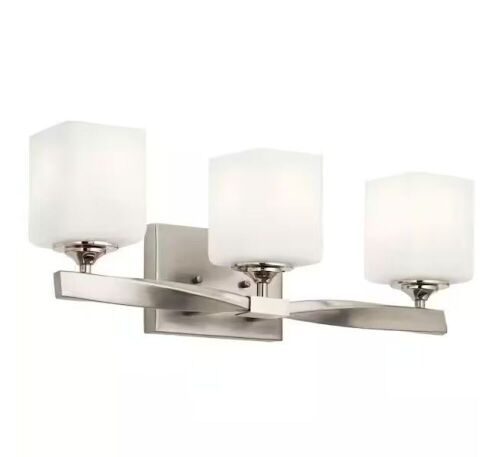 KICHLER Marette 22.75 in. 3-Light Brushed Nickel Contemporary Vanity Light with Satin Etched Cased Opal Glass - Lot 749JF