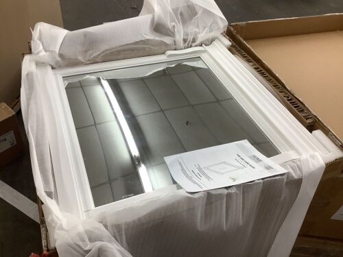 Home Decorators Collection Naples 30 in. W x 32 in. H Rectangular Wood Framed Wall Mirror in White - Lot 796JF