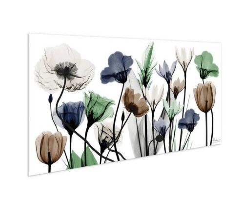 "Floral Landscape" Unframed Free Floating Tempered Glass Panel Graphic Wall Artv Print 24 in. x 48 in - Lot 79JF