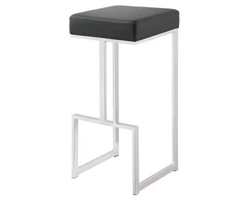 Coaster Gervase 31 in. Black and Chrome Backless Metal Bar Stool with Faux Leather Seat - Lot 83JF