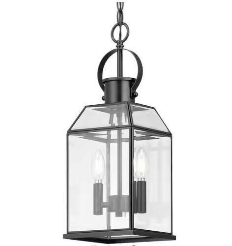Progress Lighting Canton Heights 2-Light Matte Black Outdoor Pendant Light with Clear Beveled Glass - Lot 847JF