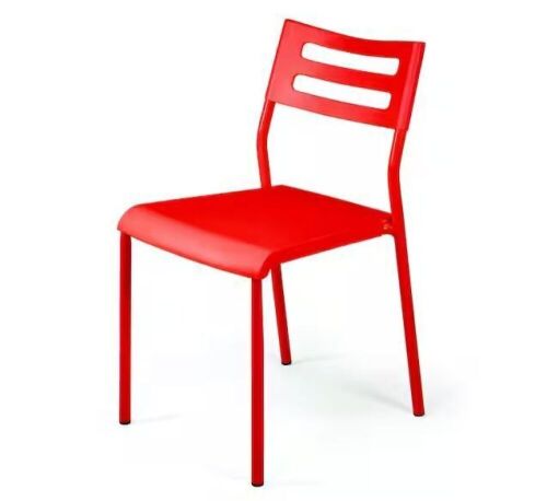 Humble Crew Red Plastic Lightweight Industrial Office Desk Chair with Metal Frame - Lot 849JF