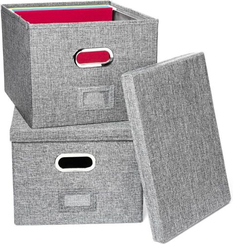 Portable Office Organizer with Lid, Handles, Metal Frame for Letter Size Folders, 2 Pack  - Lot 776