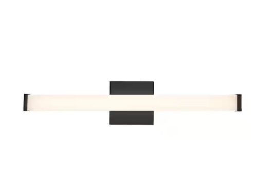 Bel Air Lighting Miles 24 in. Integrated LED Black Bathroom Vanity Light Fixture with Rectangular Acrylic Shade and 5CCT - Lot 825JF