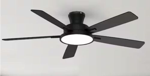 52 in. Indoor Ceiling Fan with 3 CCT Light, Reversible Blades and DC Motor, Black - Lot 826JF