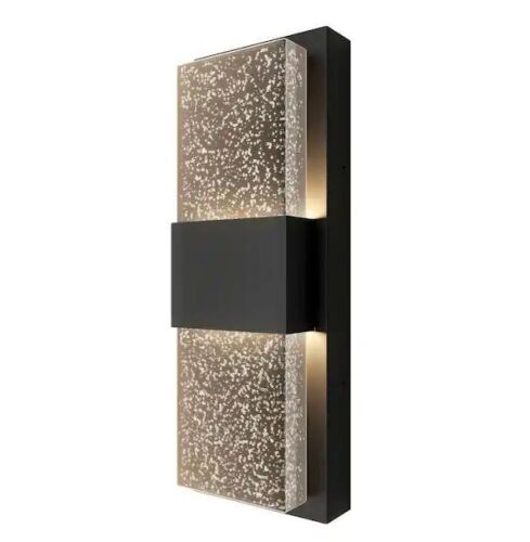 Lot of (2) Artika Mazza Black Modern Bubble Glass Integrated LED Outdoor Hardwired Garage and Porch-Light Lantern Sconce - Lot 840JF