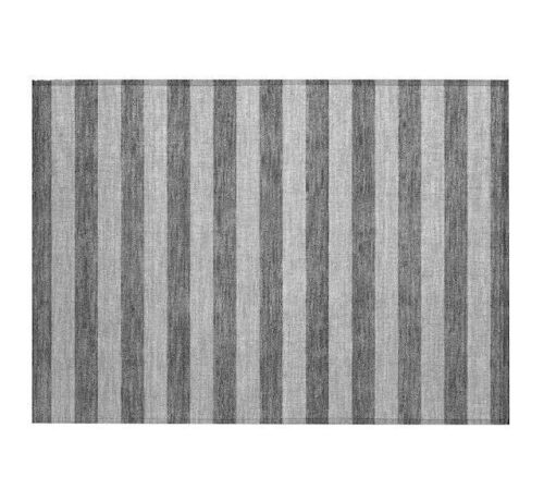 Lot of (2) HomeRoots Gray and White 2 ft. x 3 ft. Woven Striped Polyester Rectangle Indoor/Outdoor Area Rug - Lot 842JF