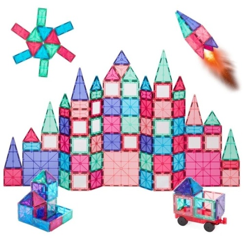 110-Piece Kids Magnetic Tiles STEM Construction Toy Building Block Set - Lot 583