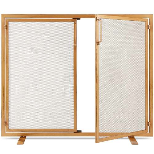2-Door Wrought Iron Fireplace Screen w/ Magnetic Doors - 38.5x41in - Lot 7329