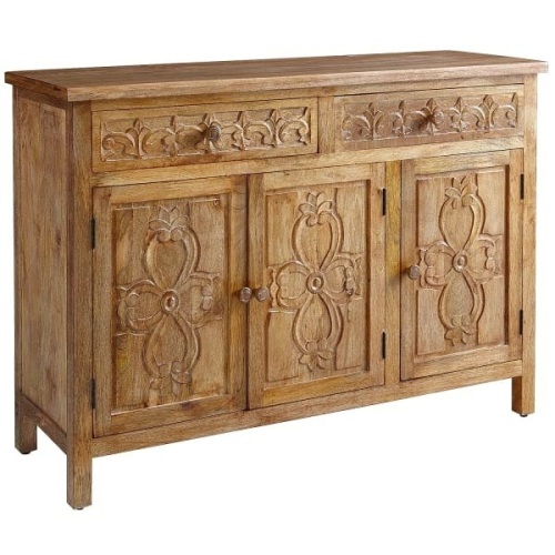 Pier1 Sakandi Cabinet. $649 Retail Value. Hand Carved Mango Wood Sakandi Cabinet from India - Lot 23