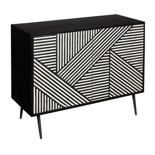 Pier1 Ivan Geometric Bone Inlay Cabinet. Appears New - Lot 27