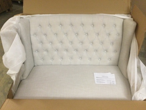 Pier1 Tufted Loveseat. NEW - Lot 33