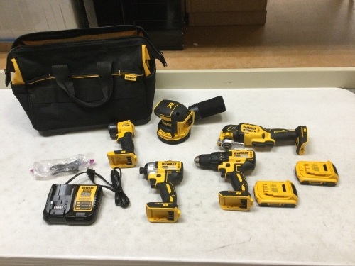DeWalt 5-Tool 20V MAX LI-ION Cordless Power Tool Combo Kit with Soft Case (Charger Included and (2) 1.5Ah Batteries Included). Like New - Lot 45